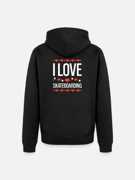 J’adore le skateboard - Veste à capuche bio Premium Unisexe - noir