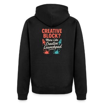 Kreative Denkweise, Künstlerhumor, Mehr Chaos - Unisex Premium Bio Zip Hoodie - Schwarz - Hinten - Nico (187cm)