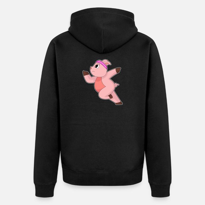 Cochon Jogger Jogging Sport - Veste à capuche bio Premium Unisexe - noir