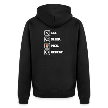 Manger Dormir Choisir Répéter Cueillette de champignons Cueilleurs de champignons - Veste à capuche bio Premium Unisexe - noir - Dos - Nico (187cm)
