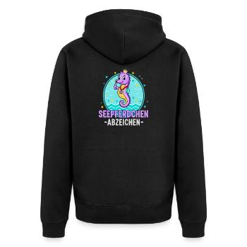 Hippocampe Badge Violet Natation Enfants - Veste à capuche bio Premium Unisexe - noir - Dos - Nico (187cm)