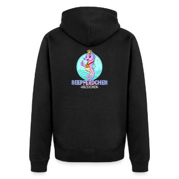 Écusson hippocampe avec dégradé - Veste à capuche bio Premium Unisexe - noir - Dos - Nico (187cm)