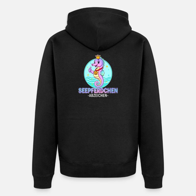 Écusson hippocampe avec dégradé - Veste à capuche bio Premium Unisexe - noir