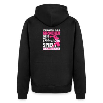 Handballspieler Handball Handballer Geschenke - Unisex Premium Bio Zip Hoodie - Schwarz - Hinten - Nico (187cm)