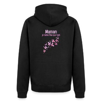 Maman Je T'aime Plus Que Tout - Veste à capuche bio Premium Unisexe - noir - Dos - Nico (187cm)