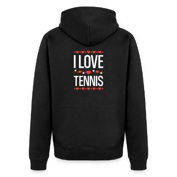 I Love Tennis  - Unisex Premium Bio Zip Hoodie - Schwarz - Hinten - Nico (187cm)