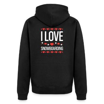 I Love Snowboarding - Unisex Premium Bio Zip Hoodie - Schwarz - Hinten - Nico (187cm)