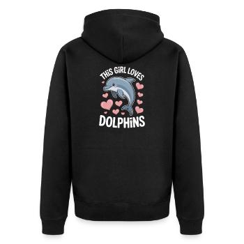 dauphin disant fille drôle dauphin cadeau - Veste à capuche bio Premium Unisexe - noir - Dos - Nico (187cm)