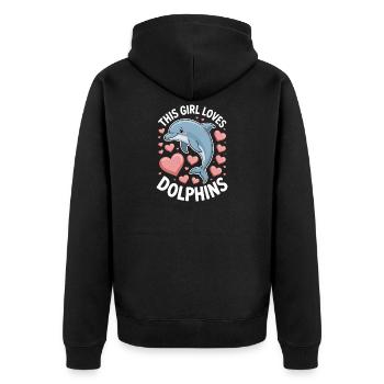 dauphin disant fille drôle dauphin cadeau - Veste à capuche bio Premium Unisexe - noir - Dos - Nico (187cm)
