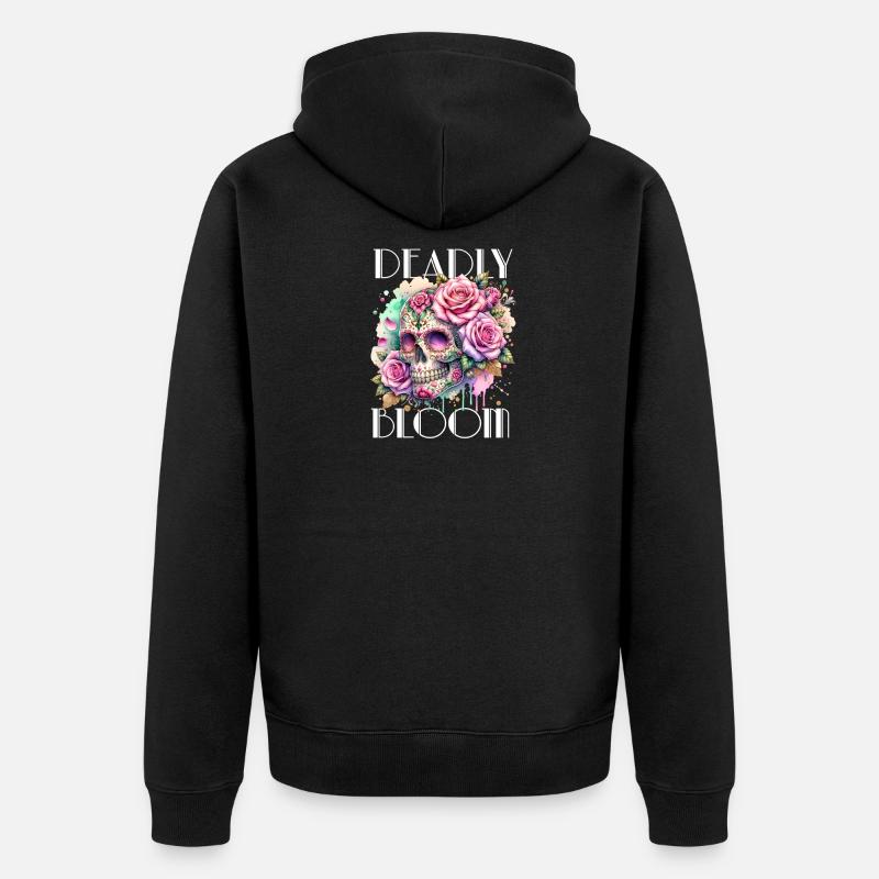 Fleurs Crâne Beauté Floraison - Veste à capuche bio Premium Unisexe - noir