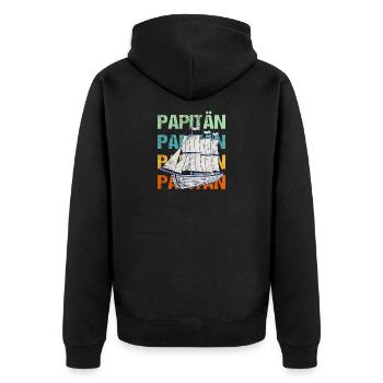 PAPITÄN Sailing Ship / Father, Daddy - Unisex Premium Organic Zip Hoodie - black - Back - Nico (187cm)