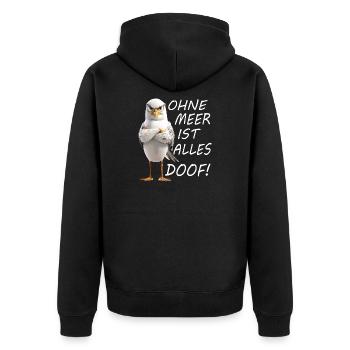 Ohne Meer ist Alles Doof - Unisex Premium Bio Zip Hoodie - Schwarz - Hinten - Nico (187cm)