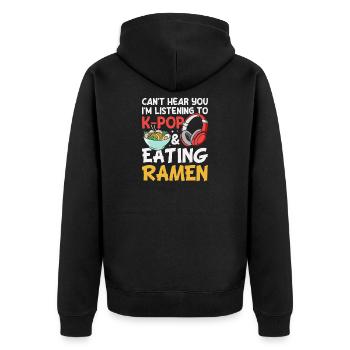 K-Pop Korea-Popmusik Ramen Nudelsuppe Japan - Unisex Premium Bio Zip Hoodie - Schwarz - Hinten - Nico (187cm)