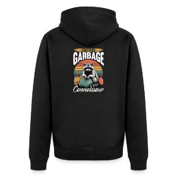 Funny Raccoon - Unisex Premium Bio Zip Hoodie - Schwarz - Hinten - Nico (187cm)