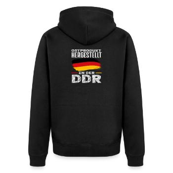Ostprodukt Lustiges Ossi Spruch DDR Stolz - Unisex Premium Organic Zip Hoodie - black - Back - Nico (187cm)