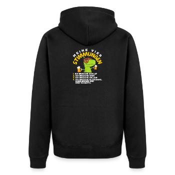 Meine vier Stimmungen Schlaf Bier Urlaub Schaufel - Unisex Premium Bio Zip Hoodie - Schwarz - Hinten - Nico (187cm)