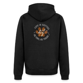 La vie est meilleure avec un chien – Funny Dog Shirt - Veste à capuche bio Premium Unisexe - noir - Dos - Nico (187cm)