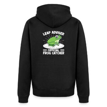 Frog Catcher Leap Adviser Frog - Unisex Premium Bio Zip Hoodie - Schwarz - Hinten - Nico (187cm)
