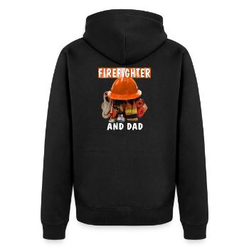 FIREFIGHTER AND DAD - Unisex Premium Organic Zip Hoodie - black - Back - Nico (187cm)