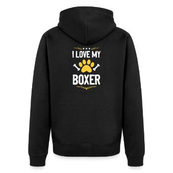 J’aime mon boxer – Paw & Bones - Veste à capuche bio Premium Unisexe - noir - Dos - Nico (187cm)