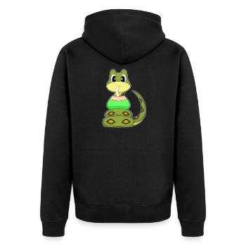 Schlange Kokosnuss  - Unisex Premium Bio Zip Hoodie - Schwarz - Hinten - Nico (187cm)