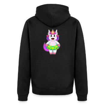 Einhorn Schwimmen Schwimmring Sommer - Unisex Premium Bio Zip Hoodie - Schwarz - Hinten - Nico (187cm)