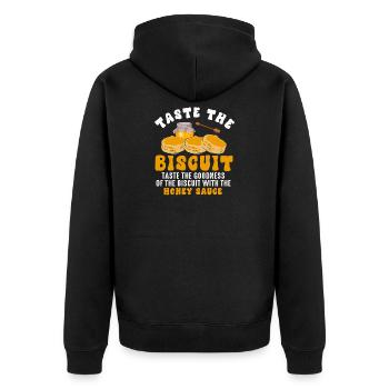 Biscuit au miel Matin - Veste à capuche bio Premium Unisexe - noir - Dos - Nico (187cm)