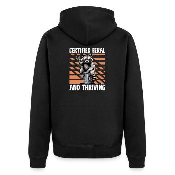 Funny Raccoon - Unisex Premium Bio Zip Hoodie - Schwarz - Hinten - Nico (187cm)