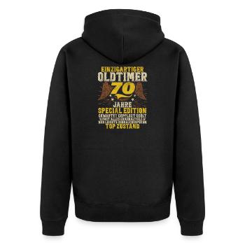 70 Jahre Einzigartiges Klassisches 70.Geburtstag - Unisex Premium Bio Zip Hoodie - Schwarz - Hinten - Nico (187cm)