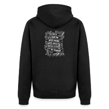 Dinge, über die ich beim Wandern stolpere Lustiger Weg Humor - Unisex Premium Bio Zip Hoodie - Schwarz - Hinten - Nico (187cm)