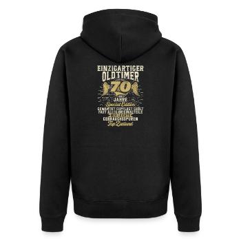 70 Jahre Einzigartiges Klassisches 70.Geburtstag - Unisex Premium Bio Zip Hoodie - Schwarz - Hinten - Nico (187cm)