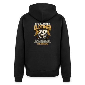 70 Jahre Einzigartiges Klassisches 70.Geburtstag - Unisex Premium Bio Zip Hoodie - Schwarz - Hinten - Nico (187cm)