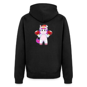 Einhorn Weihnachten Boxen - Unisex Premium Bio Zip Hoodie - Schwarz - Hinten - Nico (187cm)