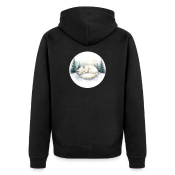 Arctic Fox Snowsleep Watercolor - Unisex Premium Organic Zip Hoodie - black - Back - Nico (187cm)