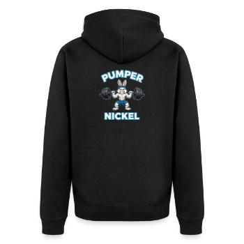 Pumpernickel Hase Pumper Fitness Gym Spruch - Unisex Premium Bio Zip Hoodie - Schwarz - Hinten - Nico (187cm)
