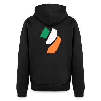 Irland Flagge  - Unisex Premium Bio Zip Hoodie - Schwarz - Hinten - Nico (187cm)