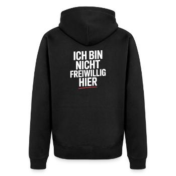 I'm Not Here Voluntarily Anti Smalltalk Office - Unisex Premium Organic Zip Hoodie - black - Back - Nico (187cm)