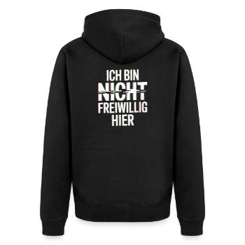 I'm Not Here Voluntarily Anti Smalltalk Office - Unisex Premium Organic Zip Hoodie - black - Back - Nico (187cm)