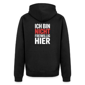 I'm Not Here Voluntarily Anti Smalltalk Office - Unisex Premium Organic Zip Hoodie - black - Back - Nico (187cm)