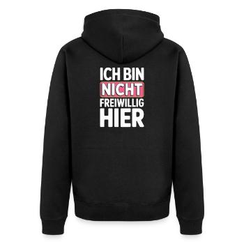 I'm Not Here Voluntarily Anti Smalltalk Office - Unisex Premium Organic Zip Hoodie - black - Back - Nico (187cm)