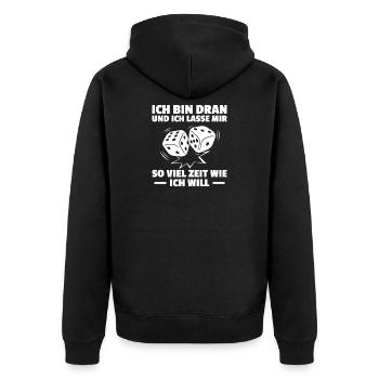 Ich bin dran Gesellschaftsspiel Brettspiel - Unisex Premium Bio Zip Hoodie - Schwarz - Hinten - Nico (187cm)