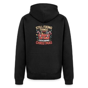Handwerker Humor - Unisex Premium Bio Zip Hoodie - Schwarz - Hinten - Nico (187cm)