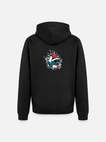 Whale Christmas Funny - Unisex Premium Organic Zip Hoodie - black