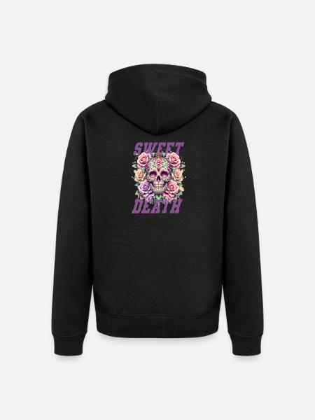 Blumen Schädel Schönheit Blühen - Unisex Premium Bio Zip Hoodie - Schwarz