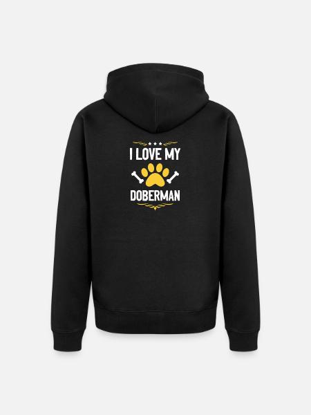Doberman Lover Motif - Unisex Premium Organic Zip Hoodie - black