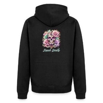 Fleurs Crâne Beauté Floraison - Veste à capuche bio Premium Unisexe - noir - Dos - Nico (187cm)