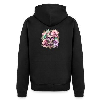 Fleurs Crâne Beauté Floraison - Veste à capuche bio Premium Unisexe - noir - Dos - Nico (187cm)