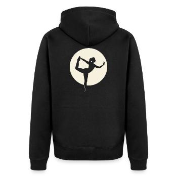 Yoga Silhouette Dancer Pose in Front of Moon - Unisex Premium Organic Zip Hoodie - black - Back - Nico (187cm)