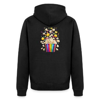 Bunte Popcorn Explosion Aus Regenbogen Becher - Unisex Premium Bio Zip Hoodie - Schwarz - Hinten - Nico (187cm)