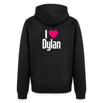 I Love Dylan Pinkes Herz Ich liebe Dylan - Unisex Premium Bio Zip Hoodie - Schwarz - Hinten - Nico (187cm)